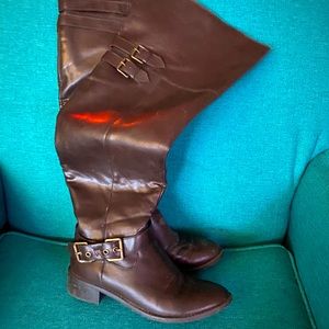 Women’s thigh high faux leather boots